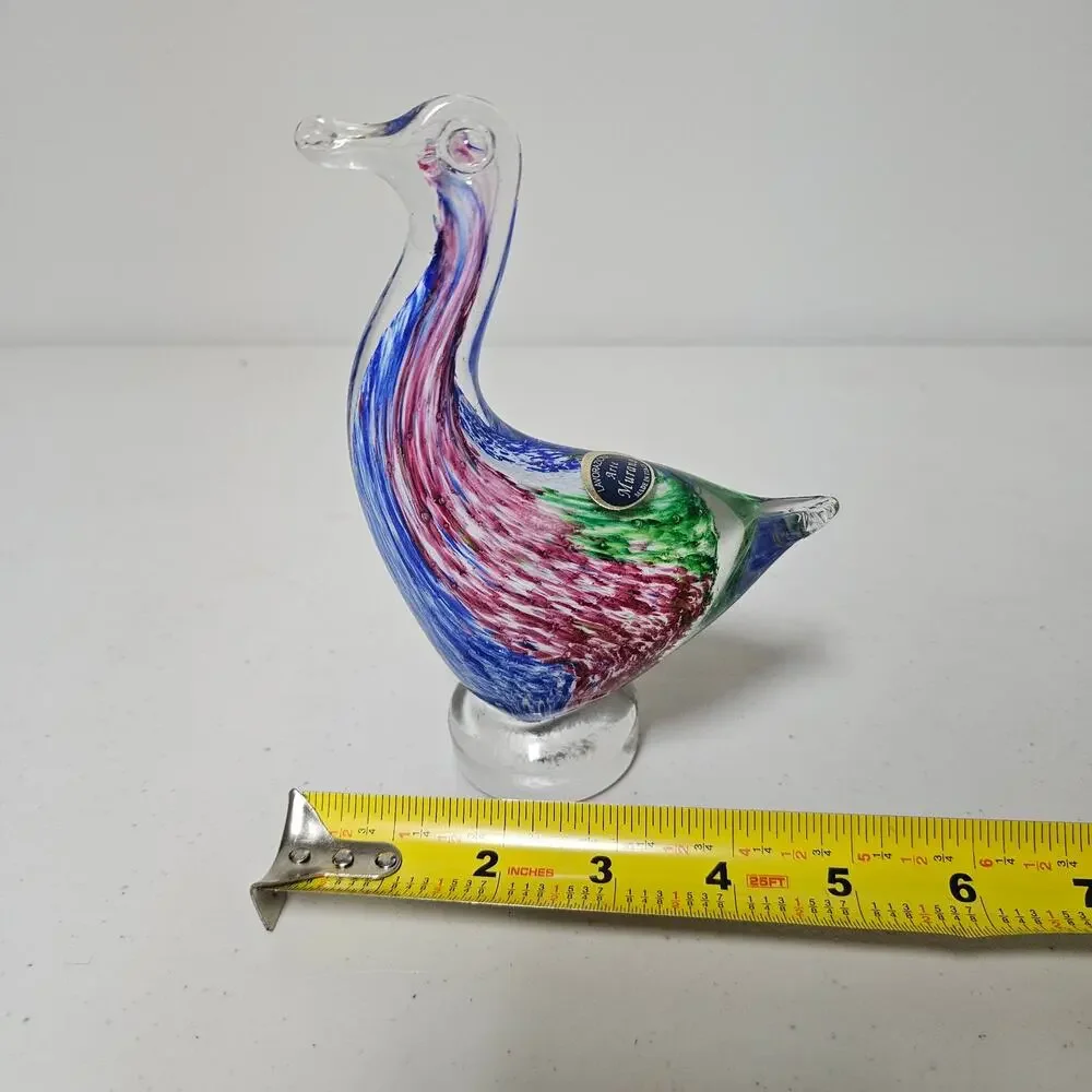 Arte Murano Lavorazione Bird~Controled Bubble Multicolored Art Glass-Italy